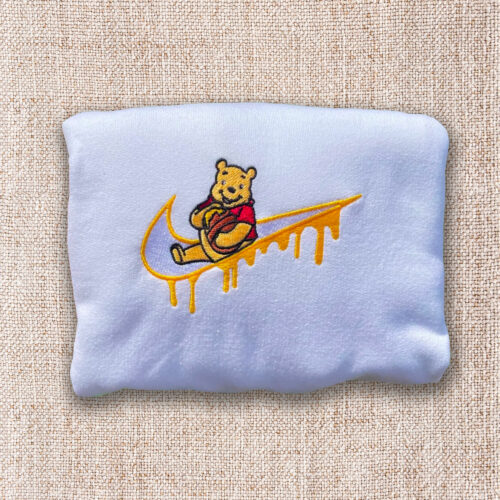 Winnie Pooh Inspired Embroidered Sweatshirts, Embroidered Sweatshirt, Cute Embroidered Hoodie, Fall Season, Fall Trendy Cute Sweatshirt