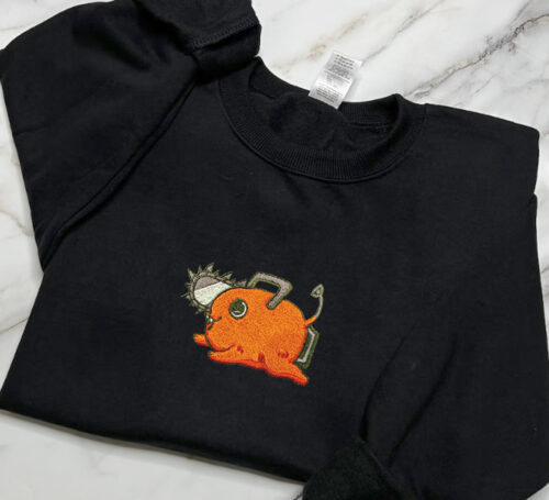 chainsaw man embroidered sweatshirt, Anime Sweatshirt Embroidered - Sweatshirt Embroidered - Inspired Anime Embroidered Sweatshirt