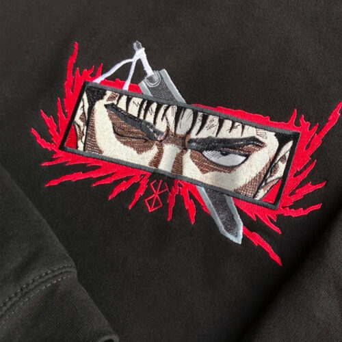Embroidery Berserk T-shirt Sweatshirt Hoodie, Guts, Pale Rage, Anime Embroidered Sweatshirt, Anime Shirt | Hoodie | Sweatshirt