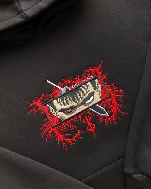 Embroidery Berserk T-shirt Sweatshirt Hoodie, Guts, Pale Rage, Anime Embroidered Sweatshirt, Anime Shirt | Hoodie | Sweatshirt