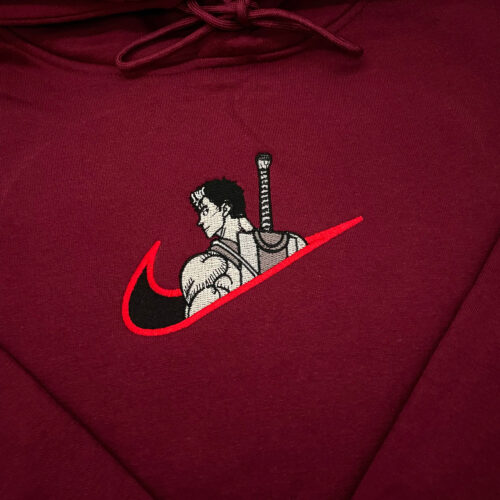 Embroidery Berserk T-shirt Sweatshirt Hoodie, The Black Swordsman Guts Hoodie, Anime Embroidered Sweatshirt, Anime Shirt Hoodie Sweatshirt