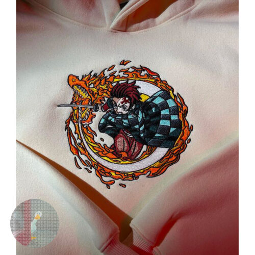 Demon Slay.er Embroidered Sweatshirt, Tan .jiro Teng.en Uz.ui Embroidered Sweatshirt, DS Anime Embroidered Sweatshirt, Embroidered Hoodies