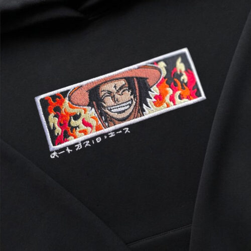 D Ace Fire Fist One Pie. ce Embroidered Manga Anime Crewneck Sweatshirt Hoodie Unisex Crewneck embroidery, Luffy Sabo Ace Anime Lover Gift