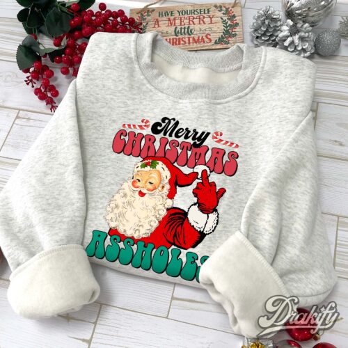 Santa Merry Christmas Asshole Sweatshirt Hoodie
