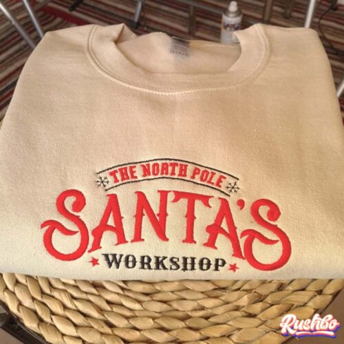 Santa Workshop Embroidered Christmas Sweatshirt