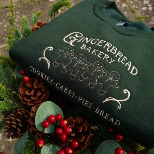 Gingerbread Bakery Christmas Embroidered Sweatshirt