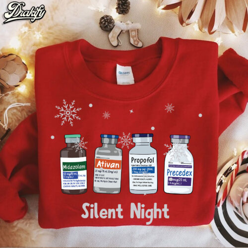 Nurse Christmas Sweatshirt, Silent Night Christmas Sweatshirt
