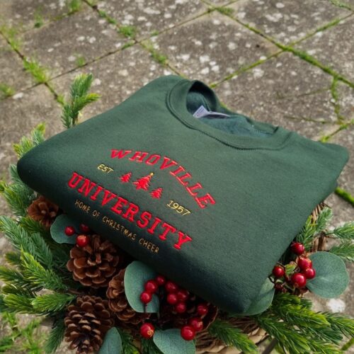 Christmas Whoville University Embroidered Sweatshirt,