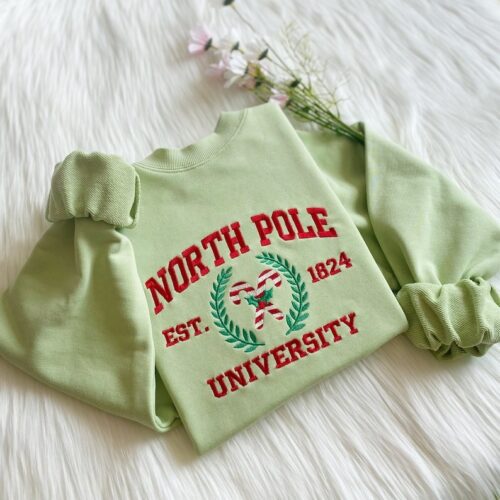 North Pole University Candy Embroidered Sweatshirt
