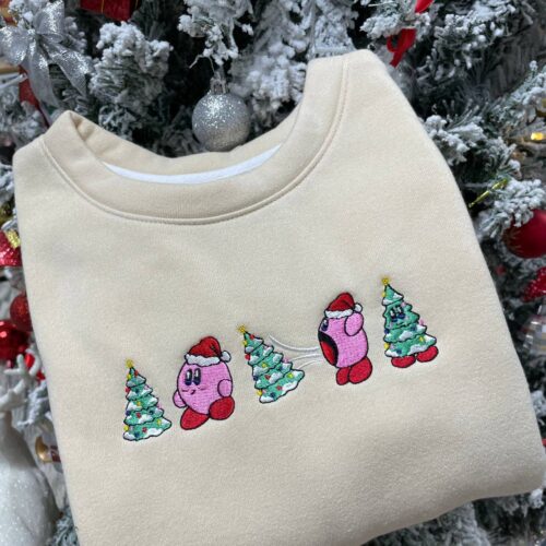 Kirby pokemon Christmas Embroidery Sweatshirt