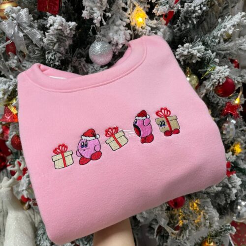 Kirby Pokemon Christmas Embroidery Sweatshirt