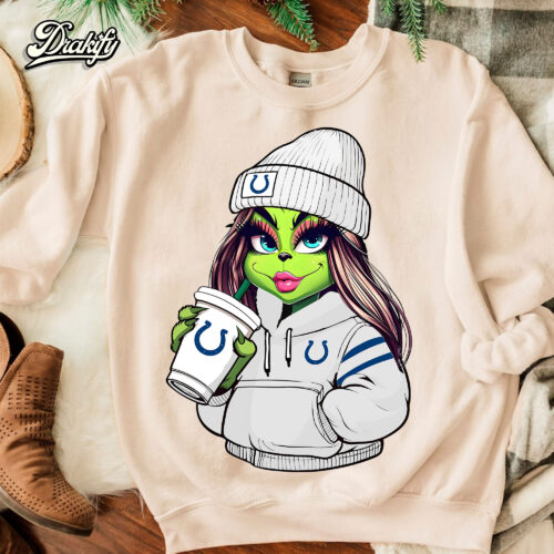 The Grinch Girl Indianapolis Colts Drink Coffee