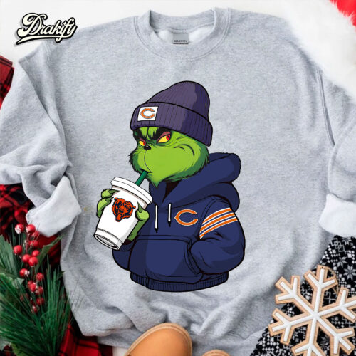 The Grinch Boy Chicago Bears Drink Coffee