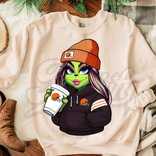 The Ginch Girl Cleveland Browns Drink Coffee Sweatshirt NFL