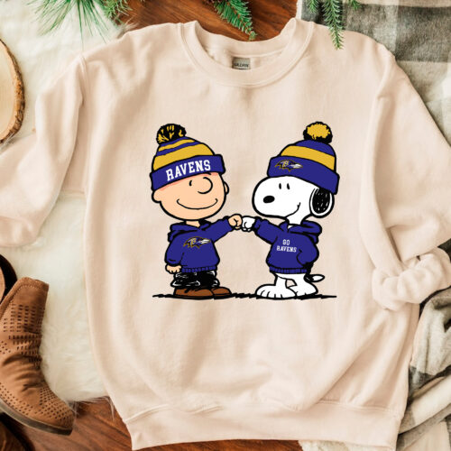 Snoopy And Charlie Football Ravens Sweatshirt