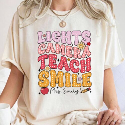 Custom Name Light Camera Teach Smile shirt