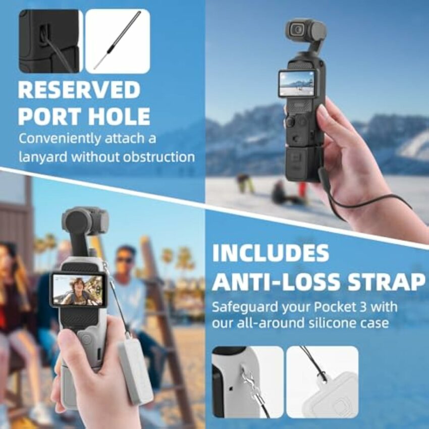 Pocket 3 Silicone Cover, Protective Case Lens Protector Scratch-Resistant Sleeve Skin Compatible with DJI OSMO Pocket 3 Creator Combo Accessories