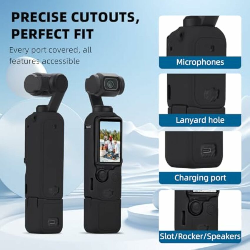 Pocket 3 Silicone Cover, Protective Case Lens Protector Scratch-Resistant Sleeve Skin Compatible with DJI OSMO Pocket 3 Creator Combo Accessories