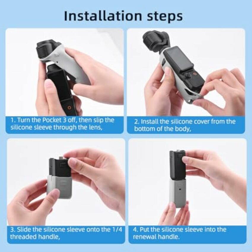 Pocket 3 Silicone Cover, Protective Case Lens Protector Scratch-Resistant Sleeve Skin Compatible with DJI OSMO Pocket 3 Creator Combo Accessories