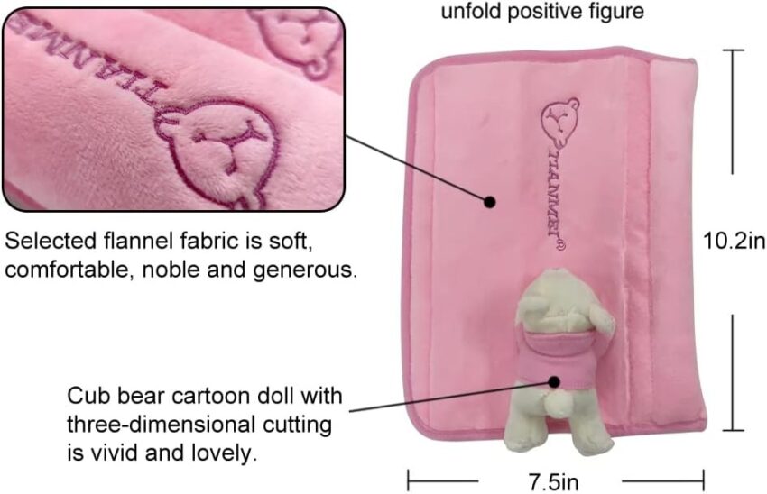 Tianmei 2Pcs Bear Doll Styling Faux Suede Car Seat Belt Strap Cover Shoulder Strap Pad (Pink Color)