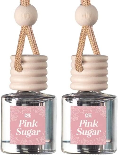 CE Craft Car Air Hanging Fragrance Oil Diffuser – Car Air Freshener for Essential Oils – Scents Fragrance Aromatherapy Automobile Diffuser – Long Lasting – Pink Sugar – 2 Pack