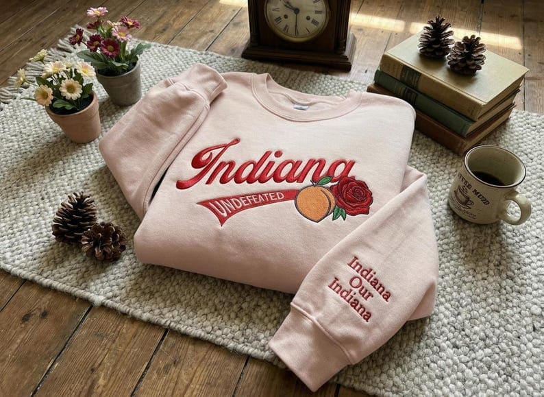 Embroidered Indiana Peach Bowl & Rose Bowl National Champship Sweatshirt Embroidered Indiana Peach Bowl & Rose Bowl National Champship Sweatshirt