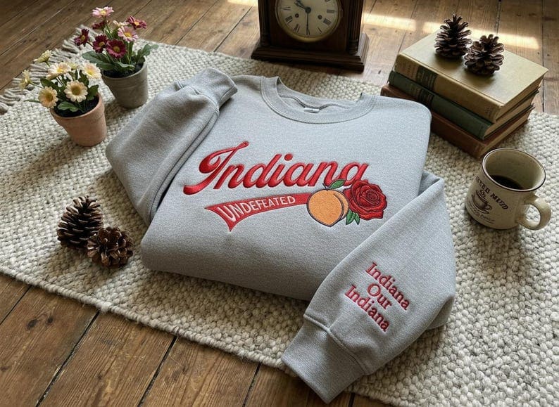 Embroidered Indiana Peach Bowl & Rose Bowl National Champship Sweatshirt Embroidered Indiana Peach Bowl & Rose Bowl National Champship Sweatshirt