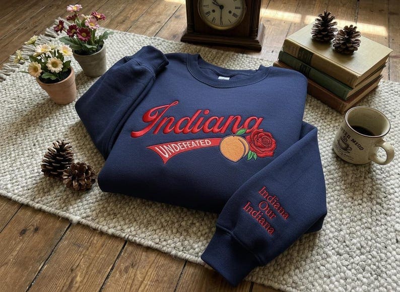 Embroidered Indiana Peach Bowl & Rose Bowl National Champship Sweatshirt Embroidered Indiana Peach Bowl & Rose Bowl National Champship Sweatshirt