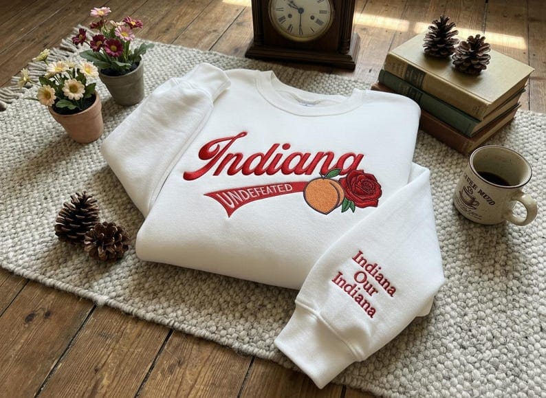 Embroidered Indiana Peach Bowl & Rose Bowl National Champship Sweatshirt Embroidered Indiana Peach Bowl & Rose Bowl National Champship Sweatshirt