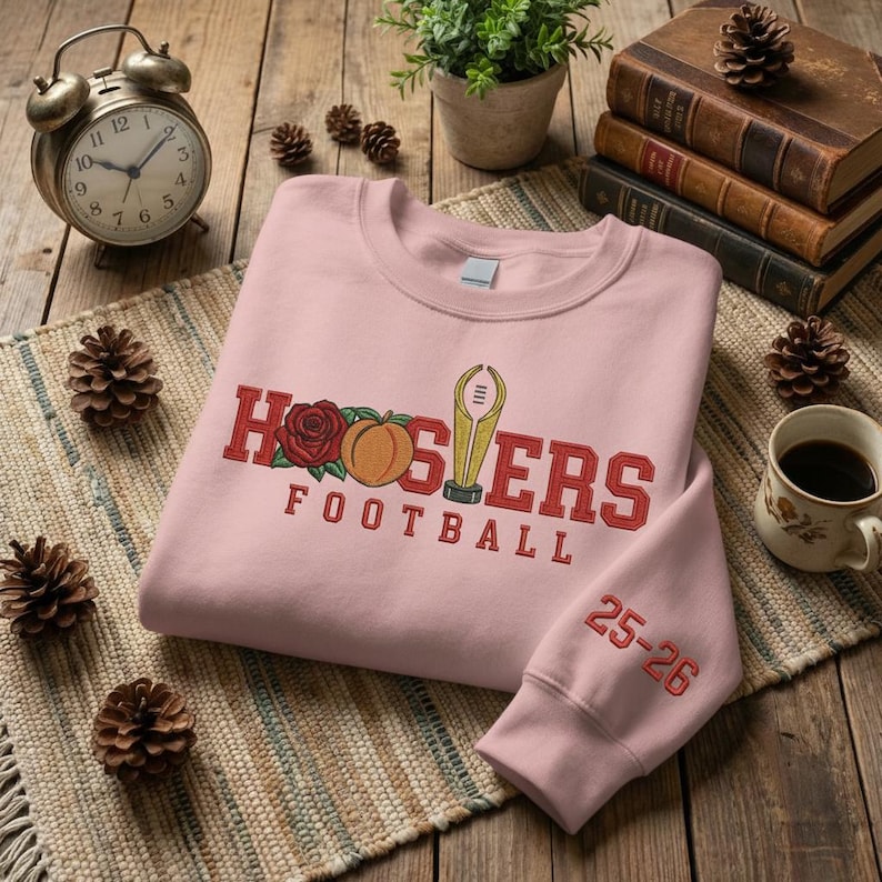 Embroidered Indiana Rose Bowl and Peach Bowl Champs Sweatshirt Embroidered Indiana Rose Bowl and Peach Bowl Champs Sweatshirt